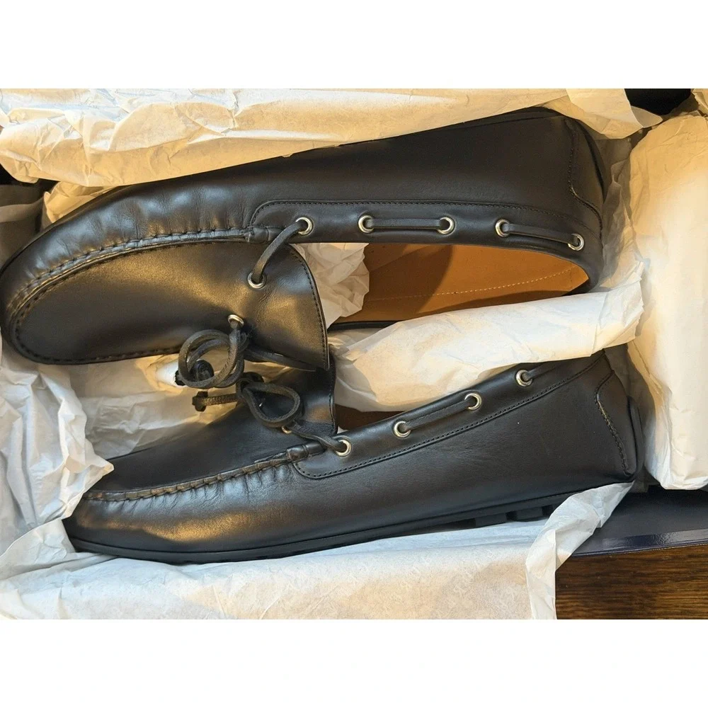 Ralph‎ Lauren Purple Label Harold Tassel Loafer Men 11D Black Leather Shoe Italy